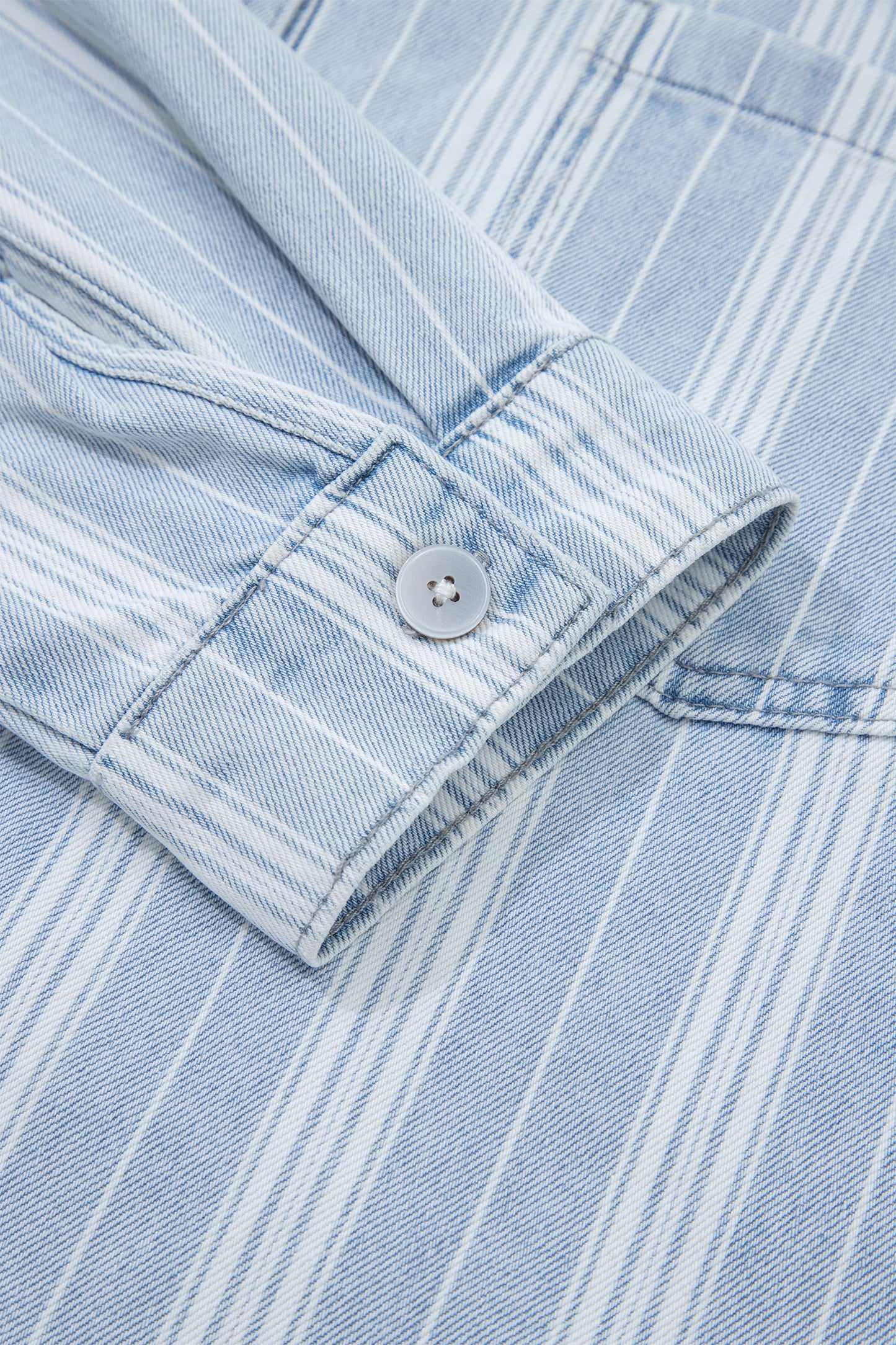 Striped Denim Shacket for Women Button Down Shirt Jacket