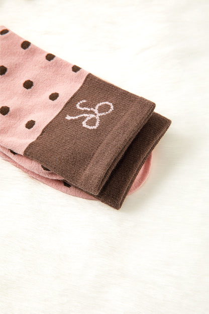 Polka Dot Bow Crew Socks Soft Cute Contrast Block