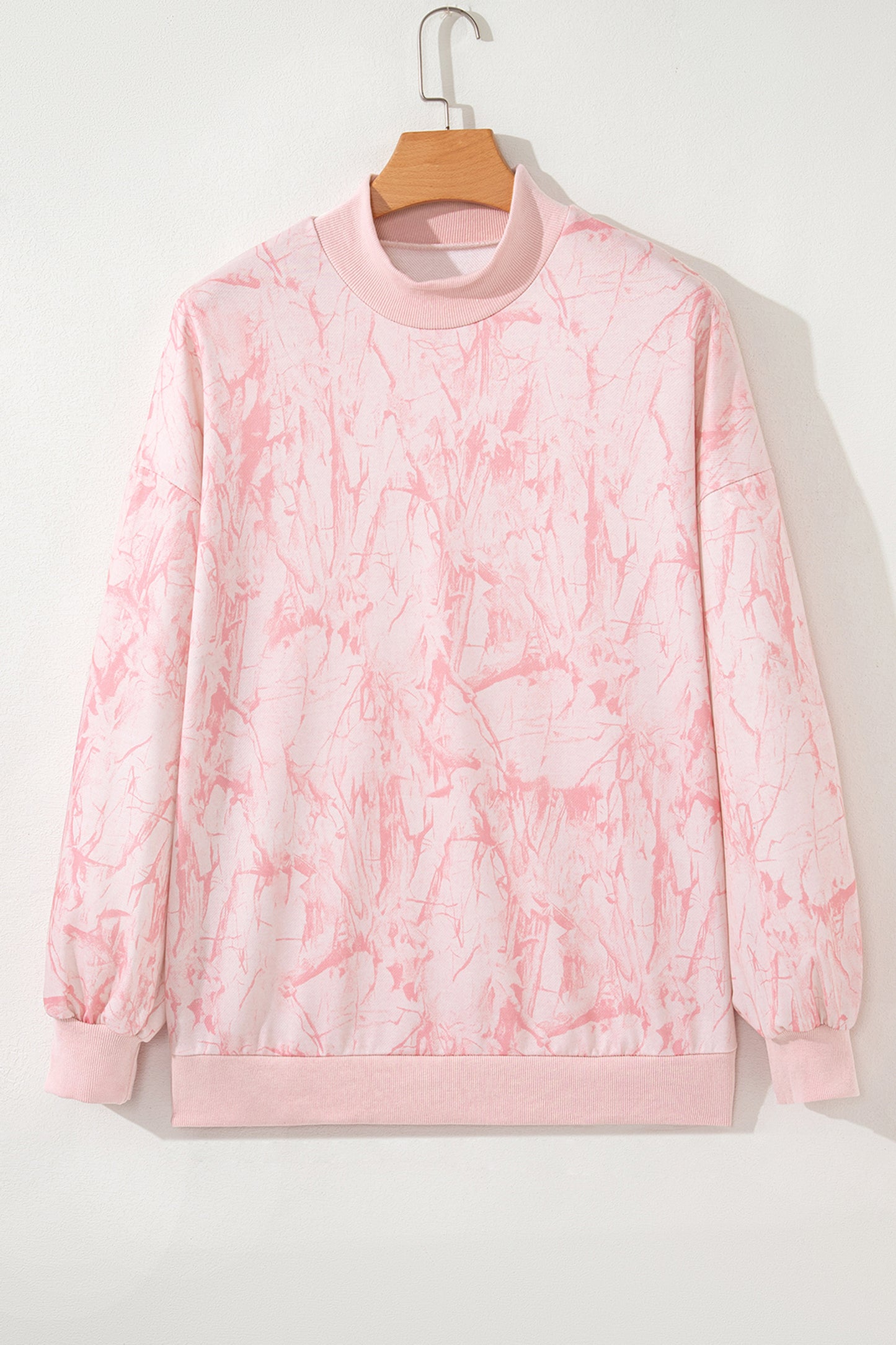 Khaki Camo Baggy Mock Neck Sweatshirt Casual Top