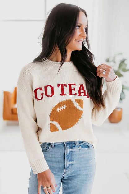 Game Day Football Graphic Crew Neck Knit Sweater
