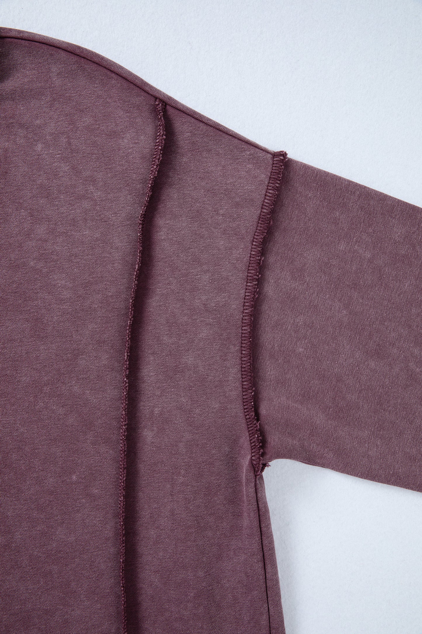 Mineral Wash Exposed Seam Sweatshirt Side Slit Casual Pullover