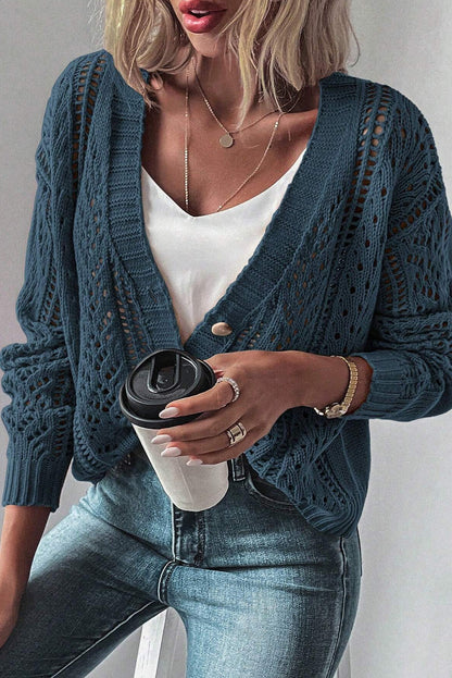 Canton Open Knit Drop Shoulder Sweater Cardigan