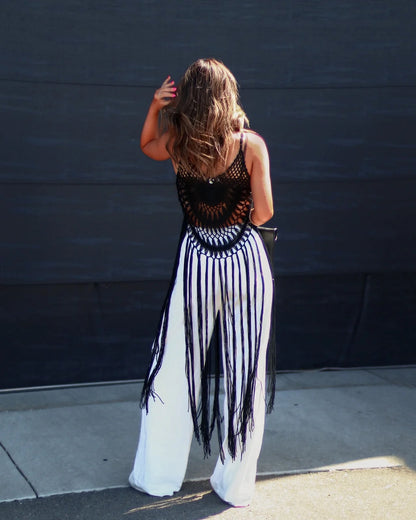 Boho Crochet Fringe Beach Cover Up Dress Swimsuit Resort Wear