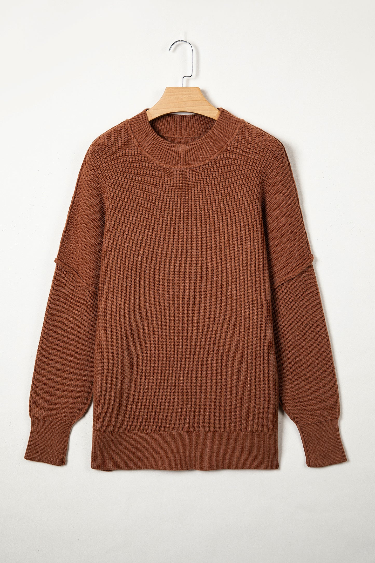 Orchid Purple Mock Neck Ribbed Knit Oversized Sweater Top