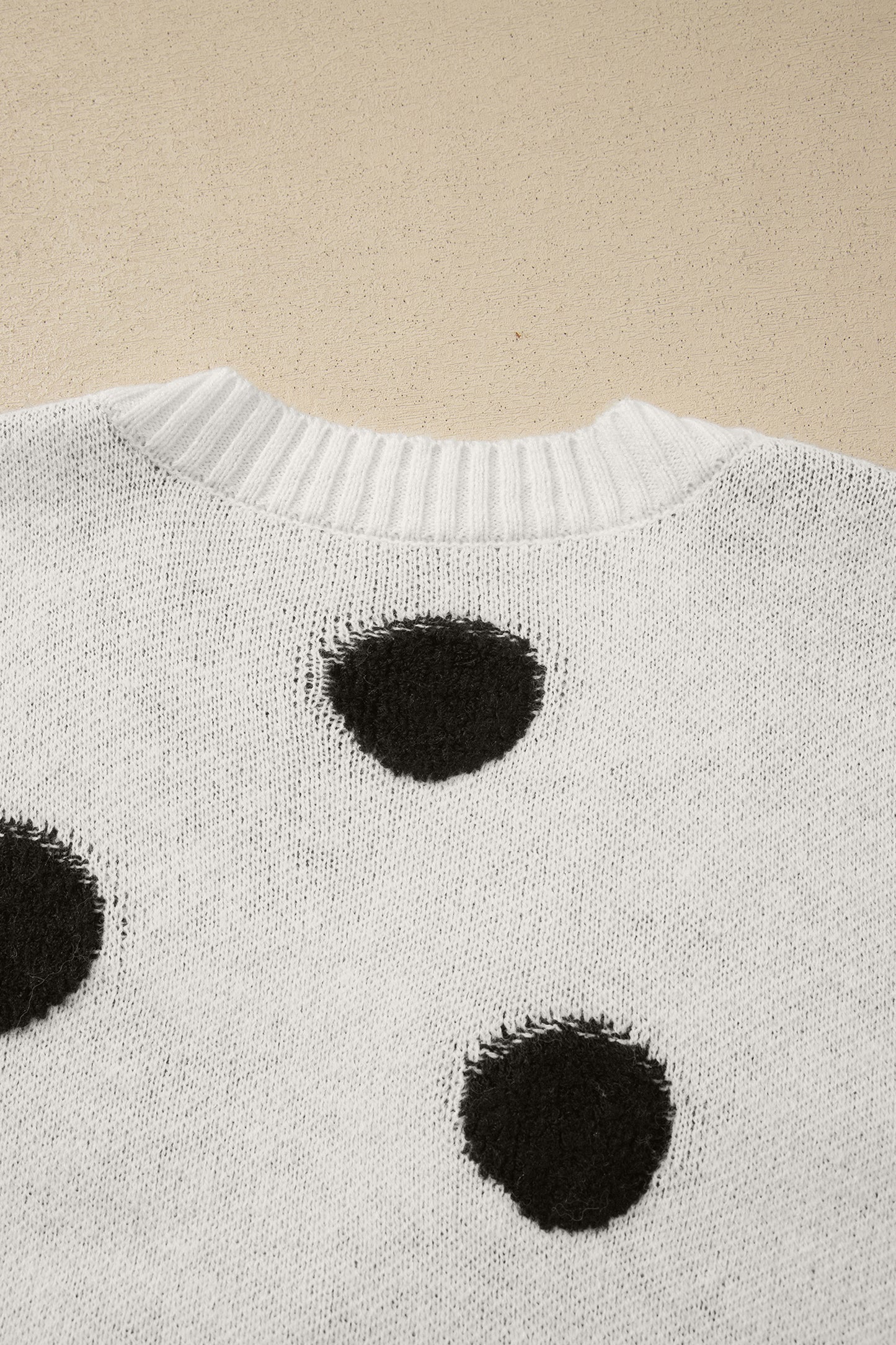 Polka Dot Oversized V Neck Knit Cardigan Sweater