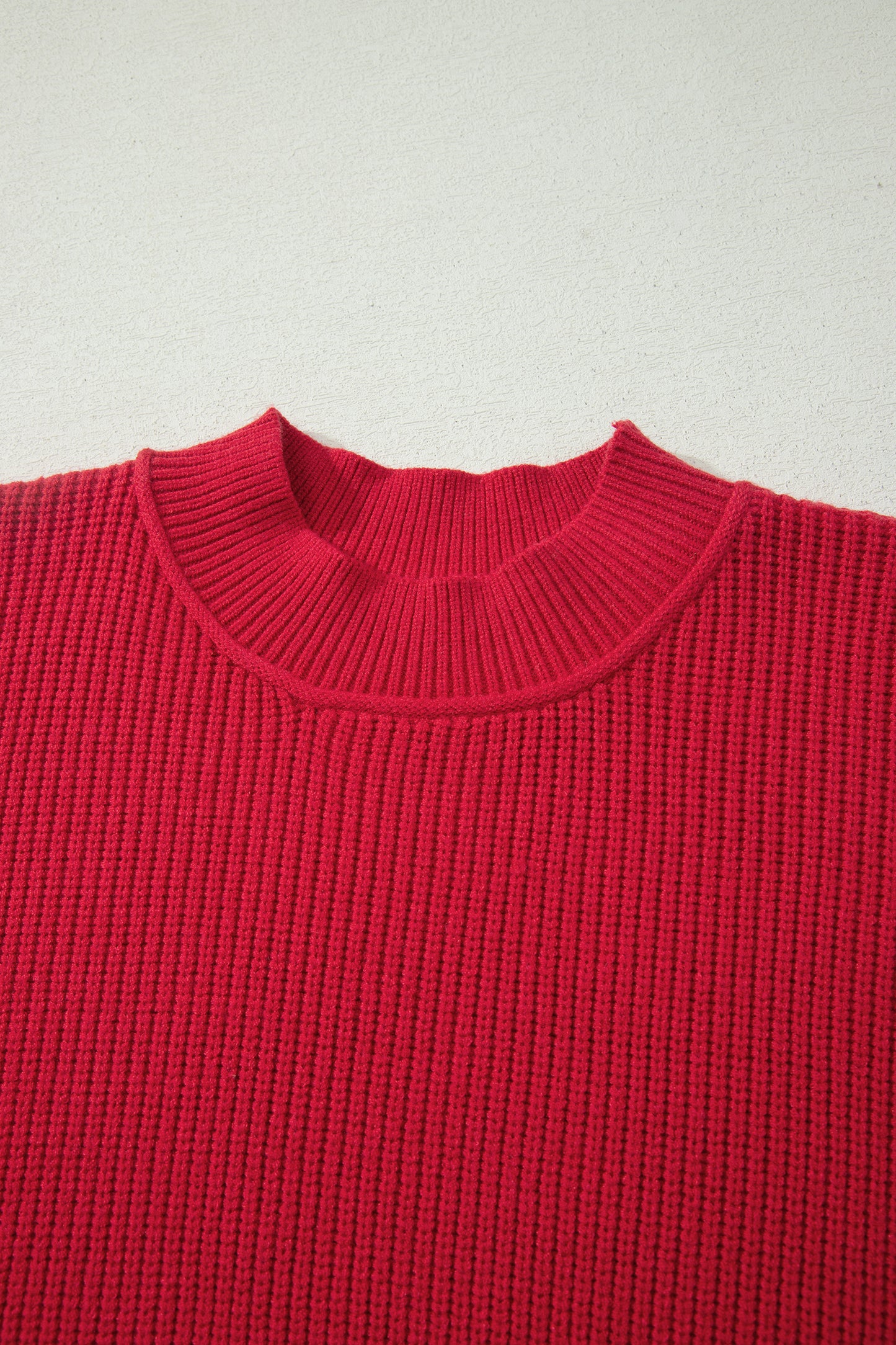 Orchid Purple Mock Neck Ribbed Knit Oversized Sweater Top