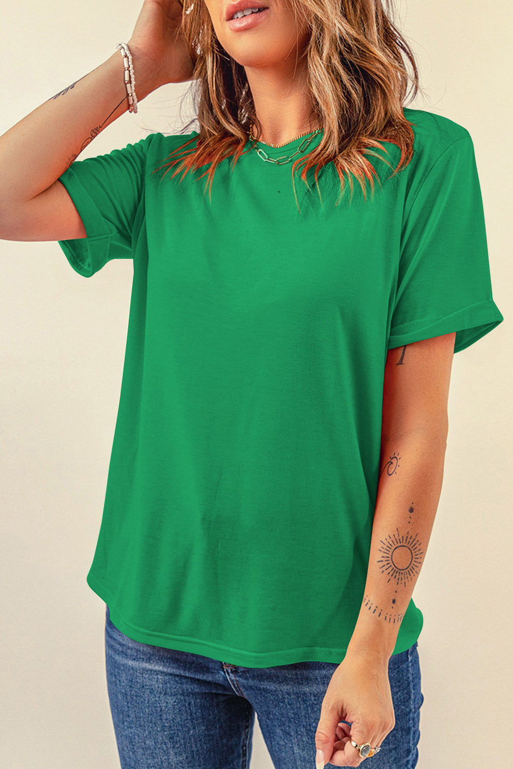 White Casual Crew Neck Short Sleeve Basic Tee