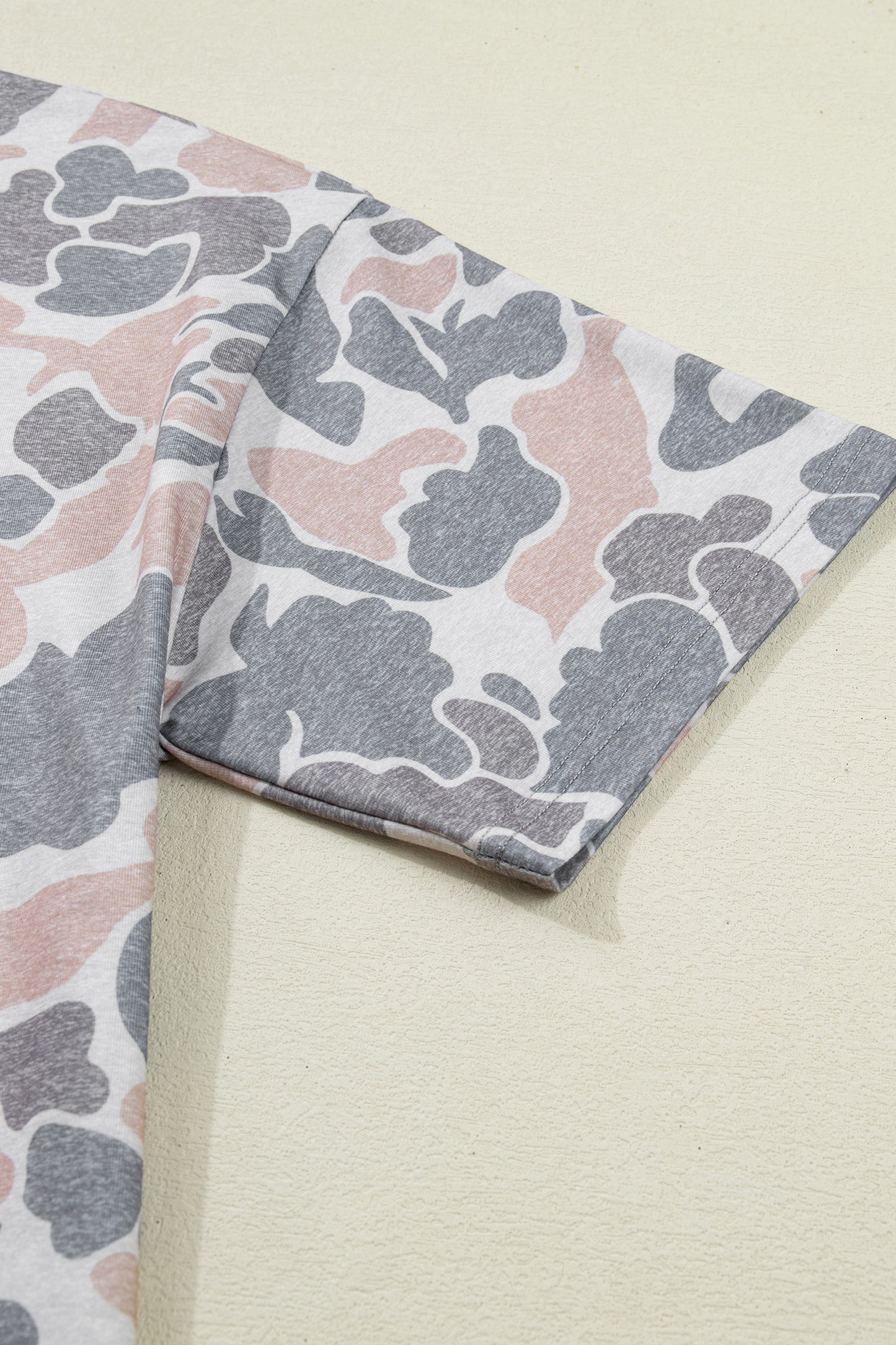 Camo Print Cotton Tee & Wide Leg Lounge Set