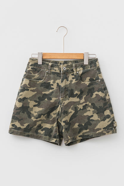 Camo Denim Shorts High Rise Western Casual Summer Shorts