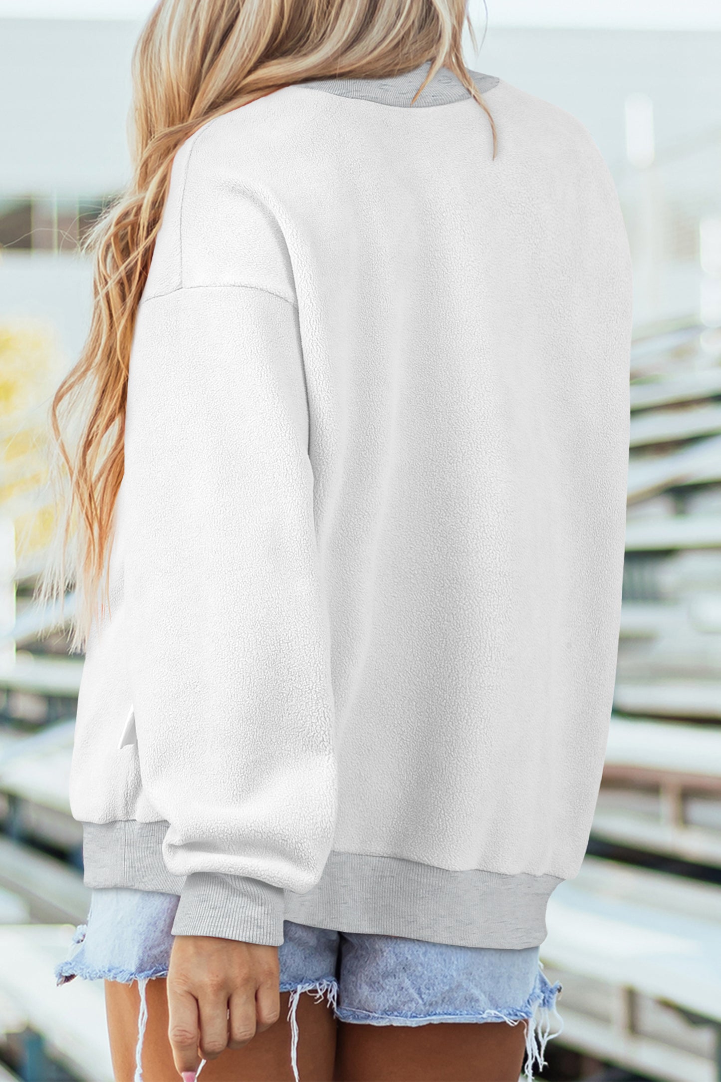 Light Grey Game Day Football Reversible Sweatshirt Top