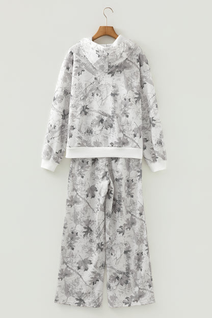 Women’s Light Grey Camo Hoodie & Sweatpants Lounge Set