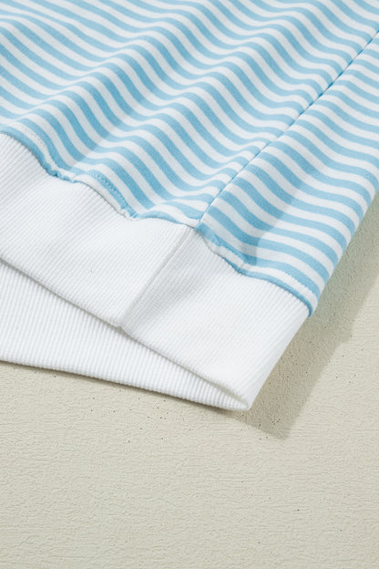 Casual Stripe 2 Piece Short Set Women Lounge Outfit