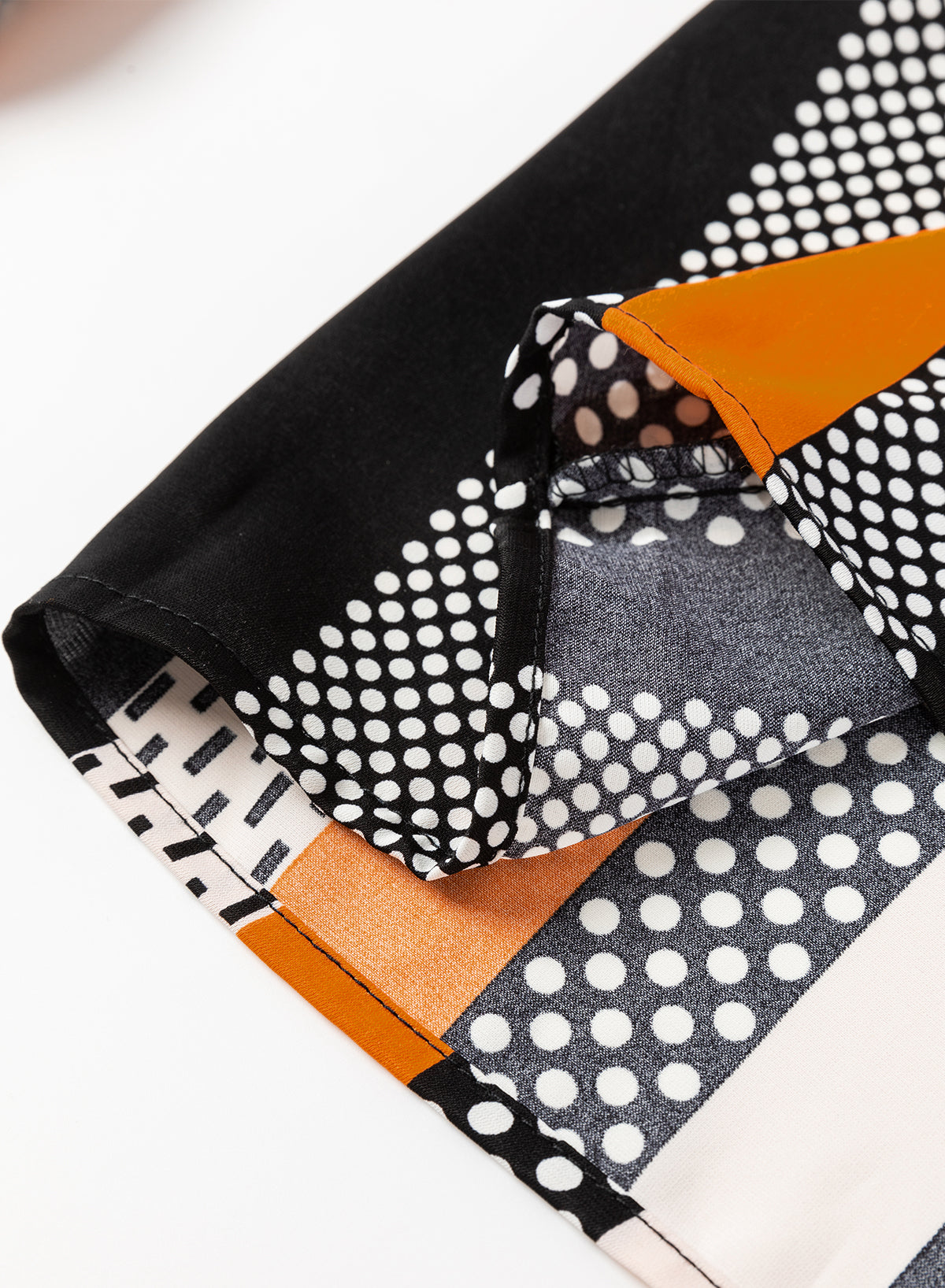 Women’s Polka Dot Colorblock V Neck Long Sleeve Blouse