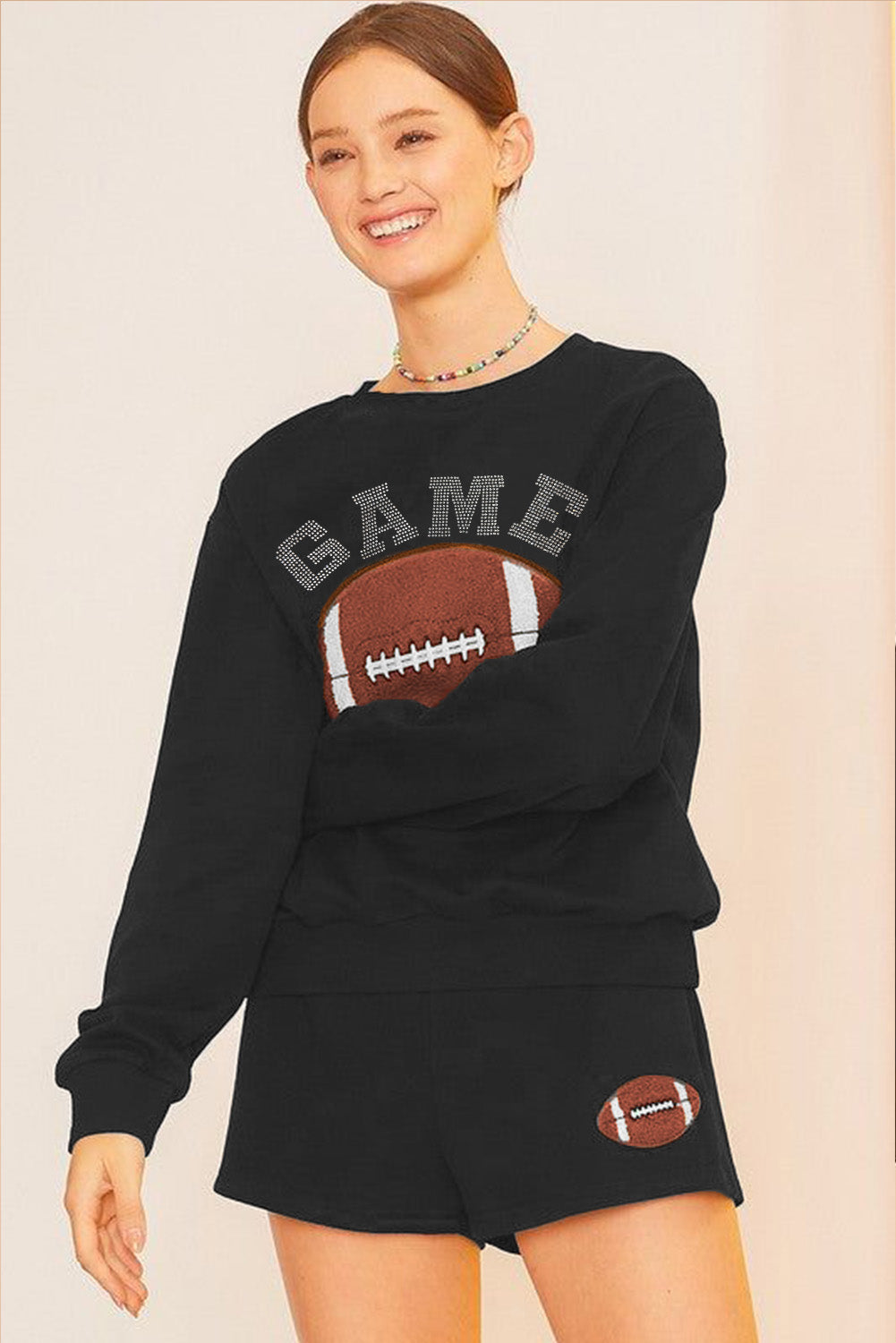 Game Day Football Graphic Pullover Shorts Lounge Set