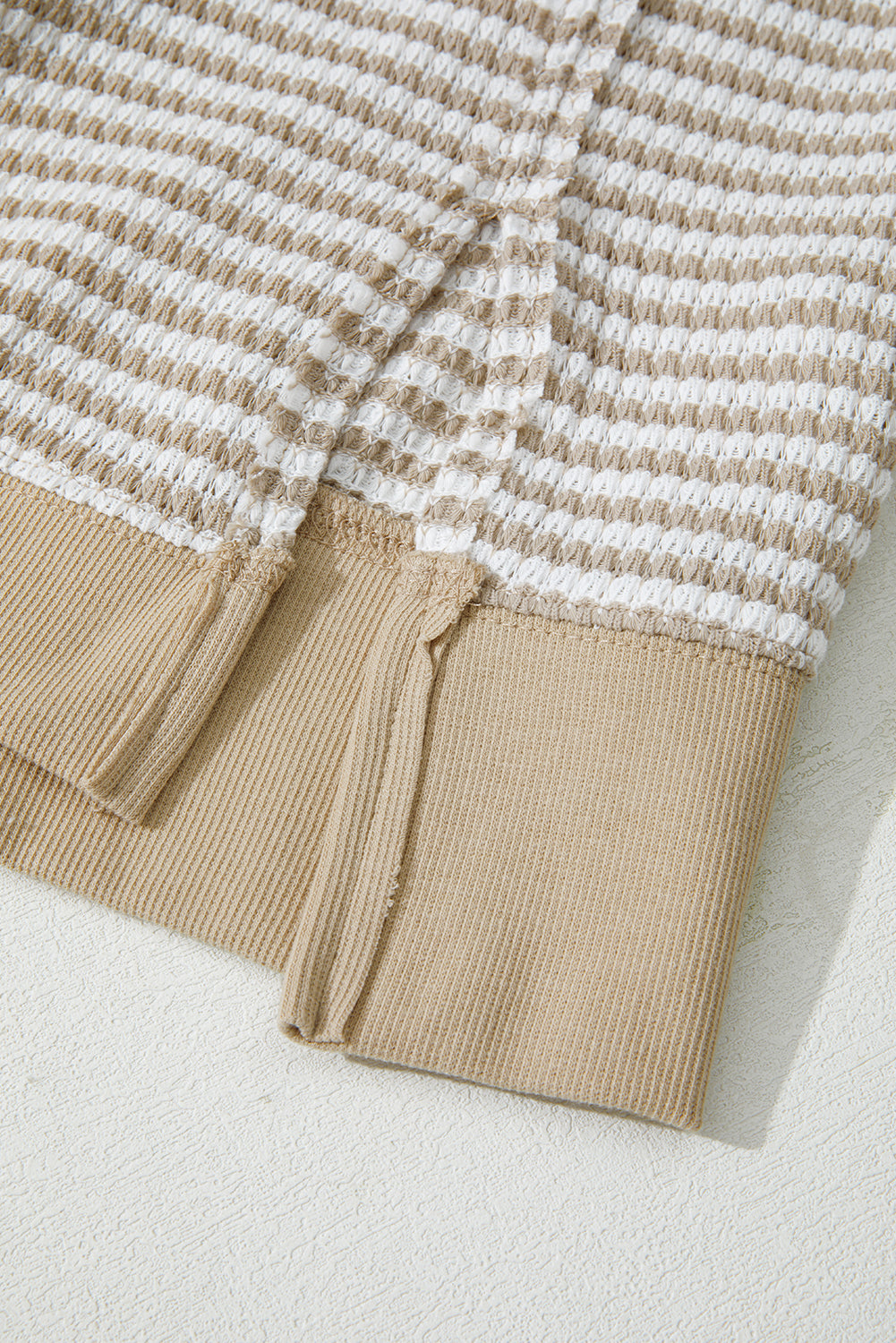 Plus Size Brown Stripe Knit Long Sleeve Ribbed Top