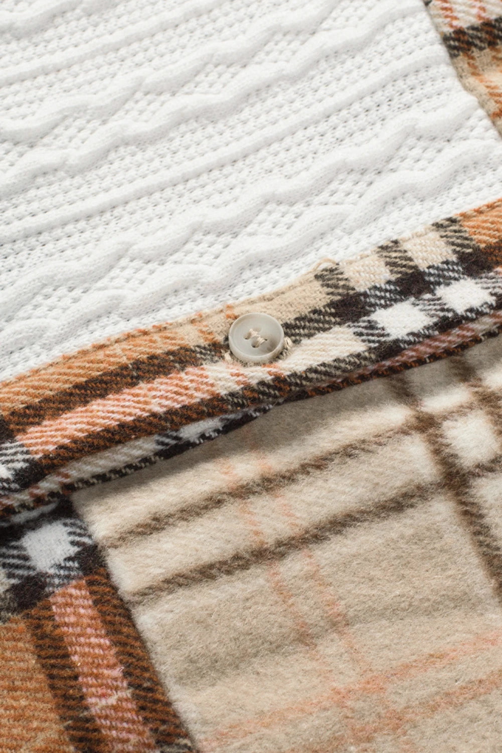 Color Block Plaid Corduroy Shacket with Pocket