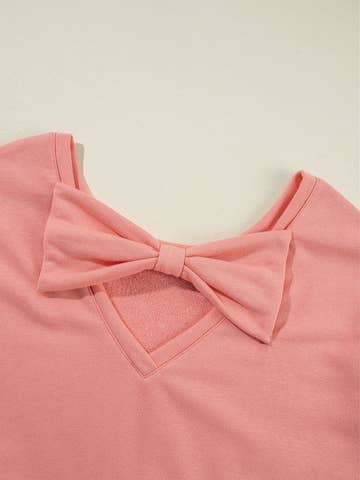 Bowknot Dewback Round Neck Sweatshirt