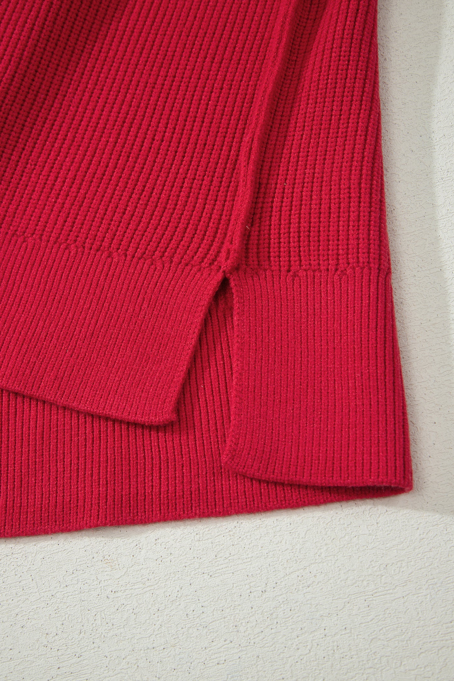 Orchid Purple Mock Neck Ribbed Knit Oversized Sweater Top