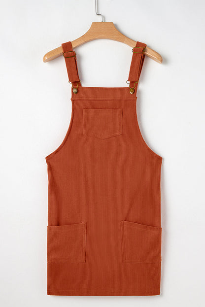 Sleeveless Corduroy Jumper Dress with Utility Pockets