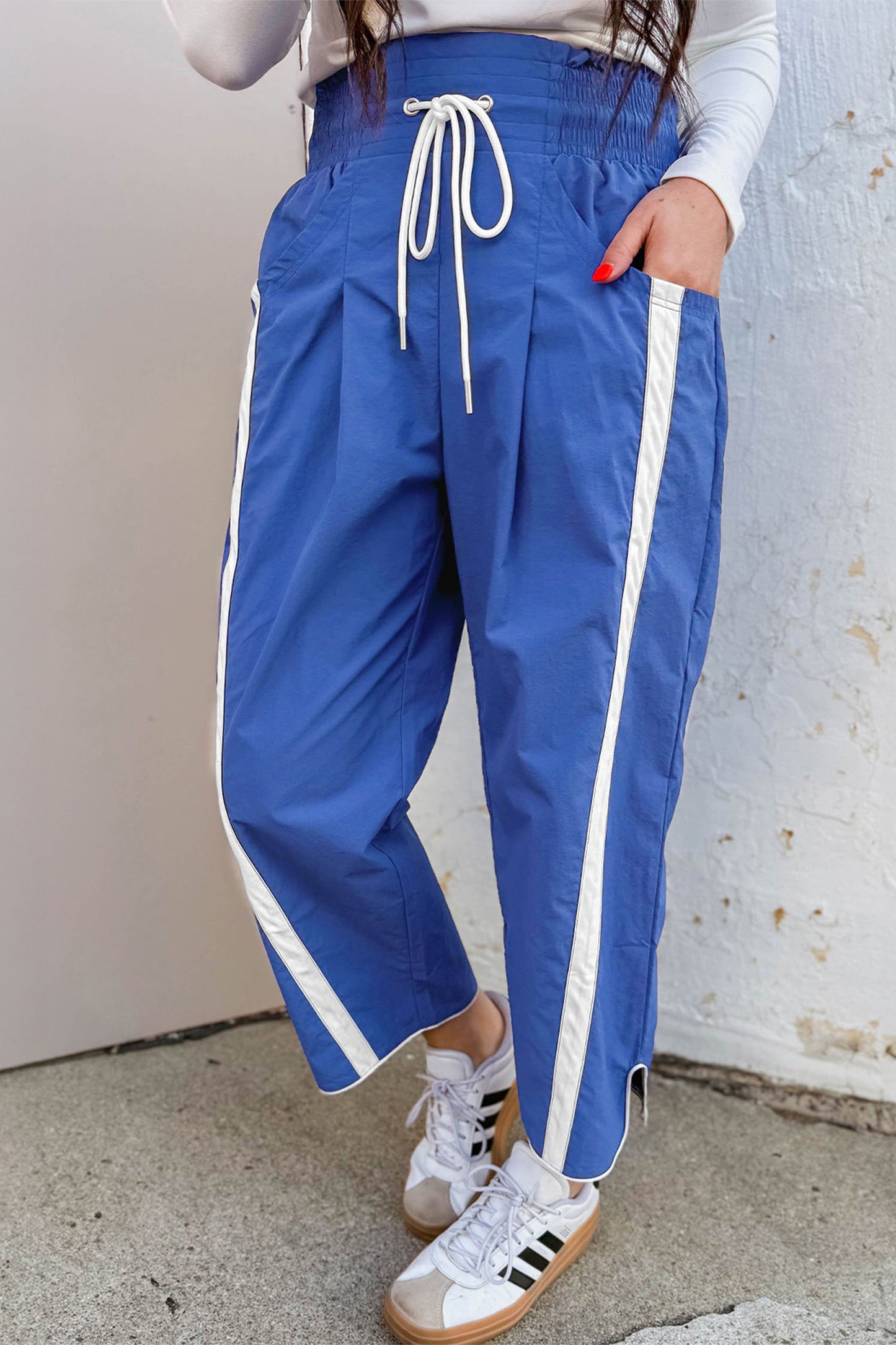 Game Day Side Stripe Drawstring Cropped Wide Leg Pants