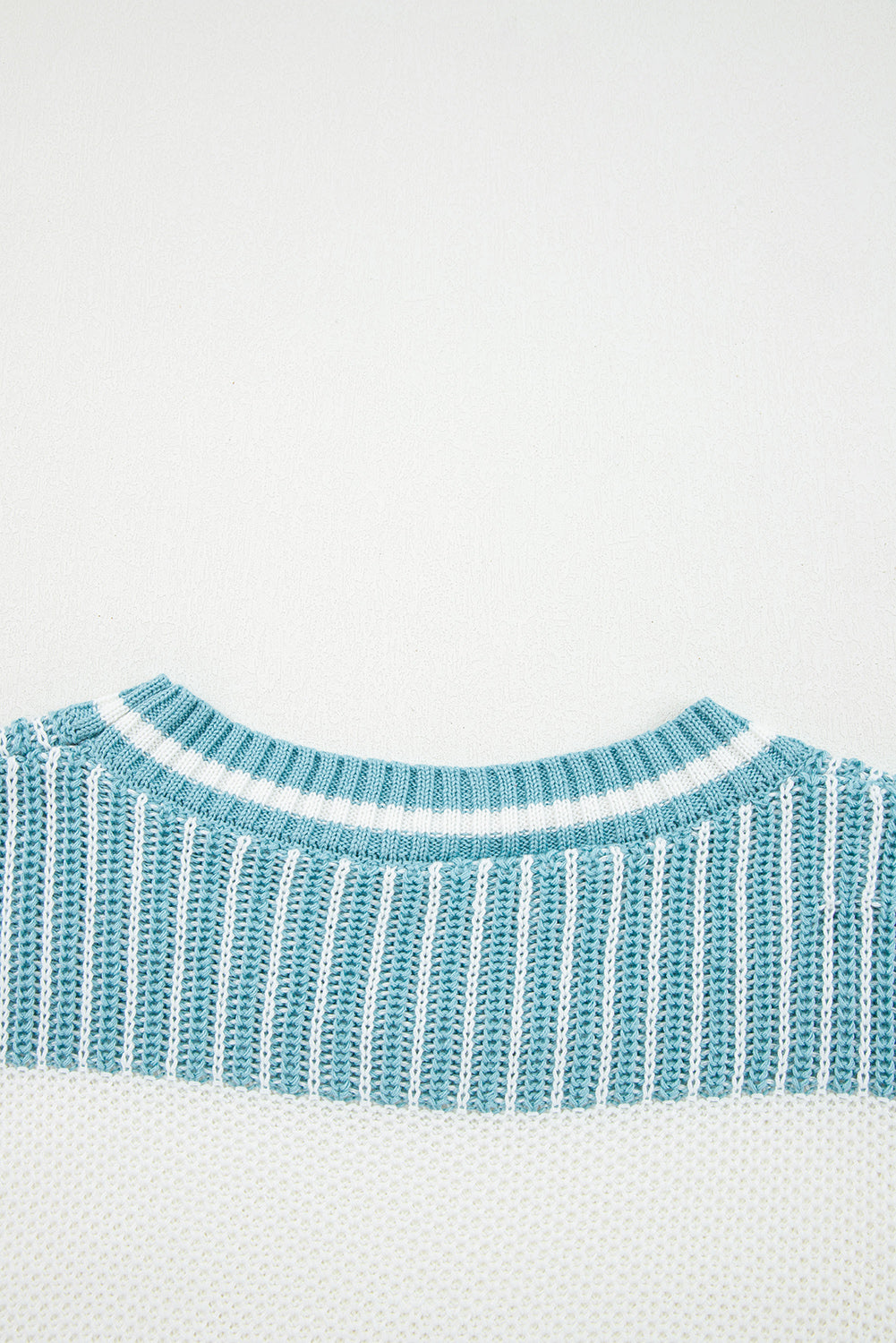 Two Tone Striped Patchwork Drop Shoulder Loose Sweater