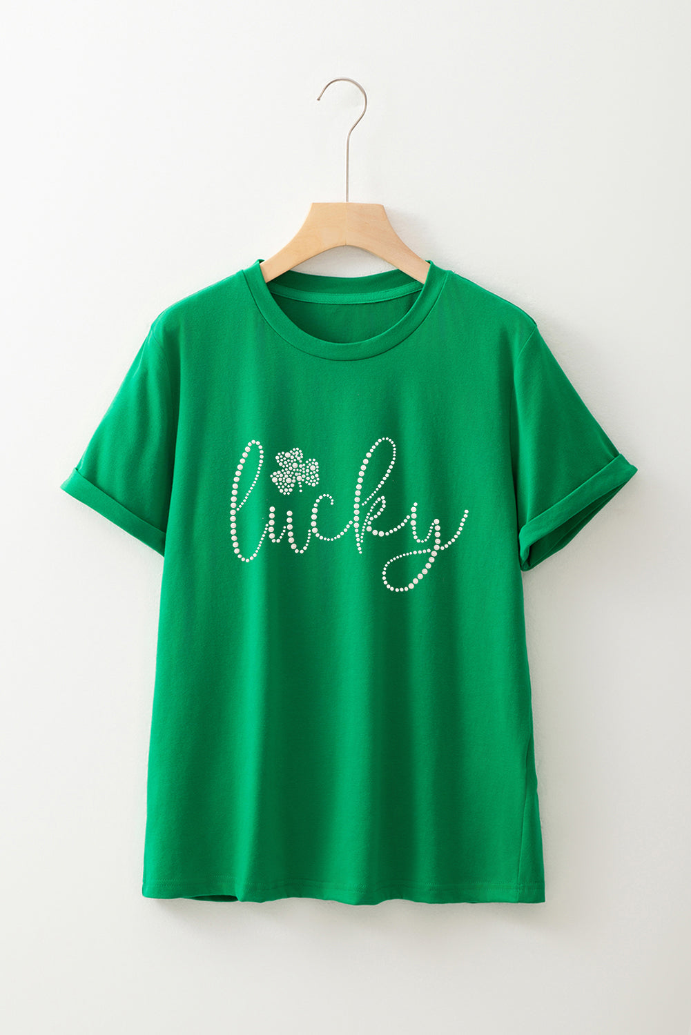 St. Patrick's Day Lucky Rhinestone Clover Graphic Tee