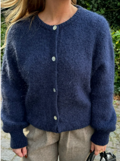 Cozy Oversized Crew Neck Cardigan Button Front Sweater