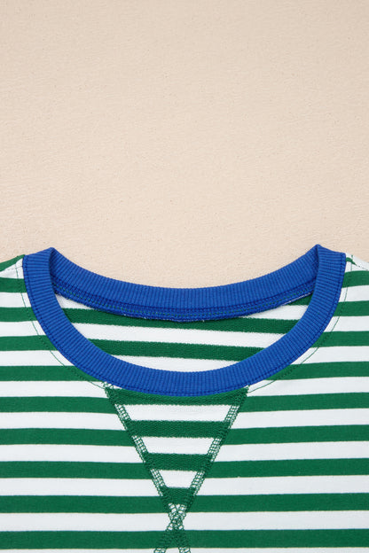 Striped Two Piece Lounge Set Womens Tee and Shorts