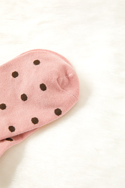 Polka Dot Bow Crew Socks Soft Cute Contrast Block