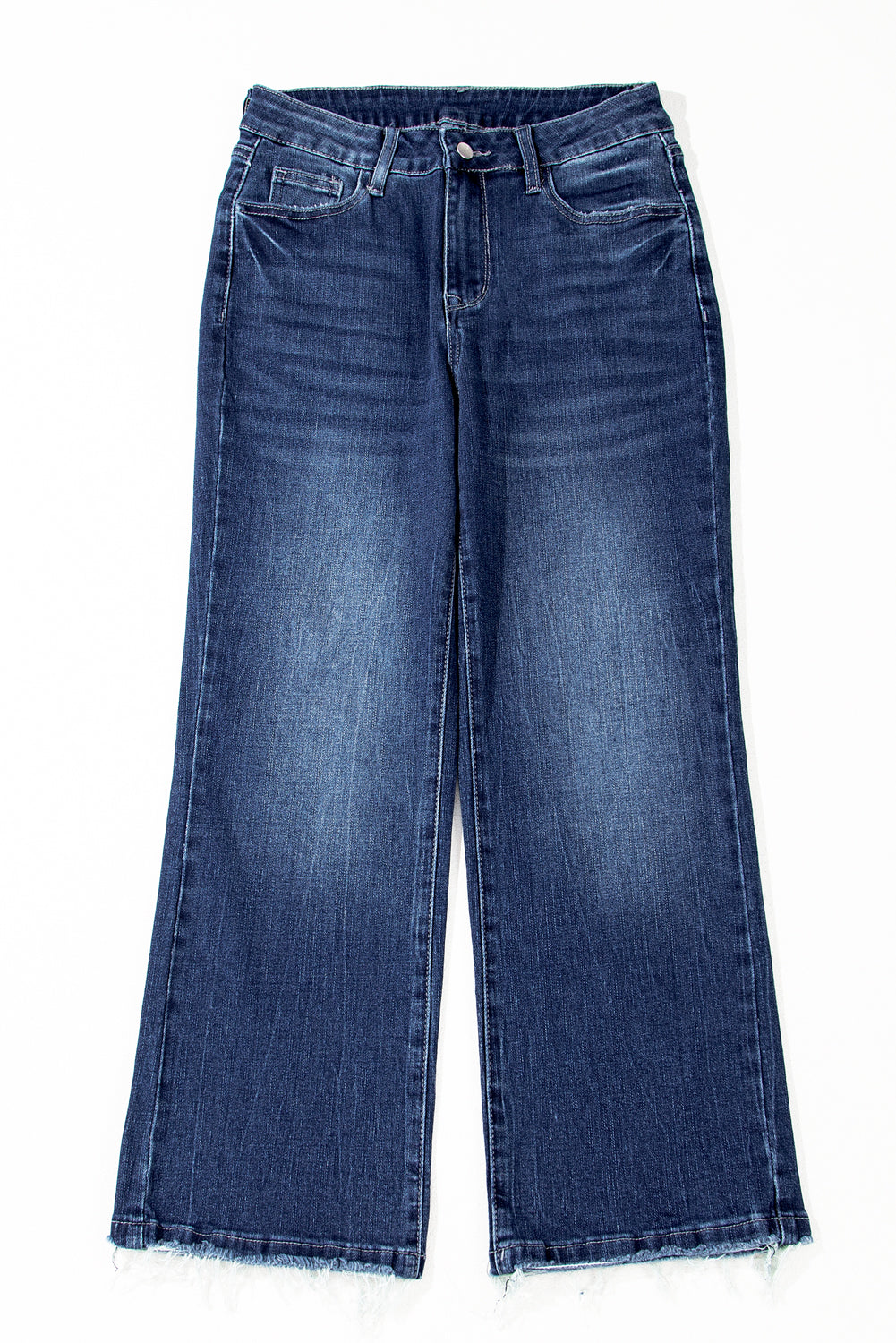 High Waist Flared Jeans with Raw Hem