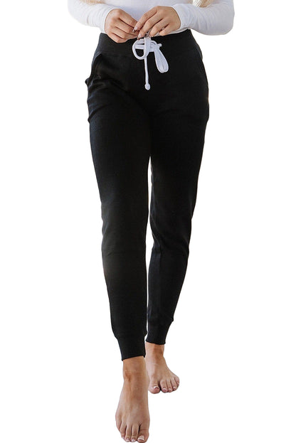 Dark Brown Drawstring Waist Pocketed Joggers