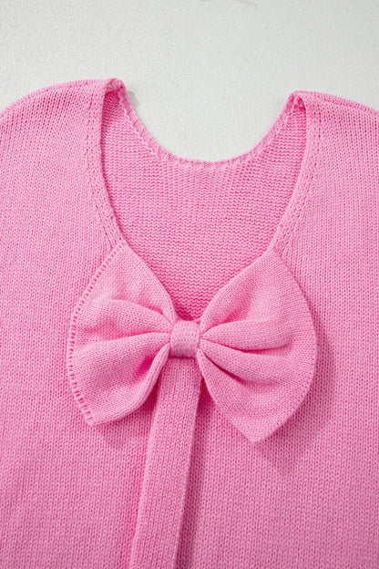 Valentine’s Day Red Bow Backless Bubble Sleeve Sweater