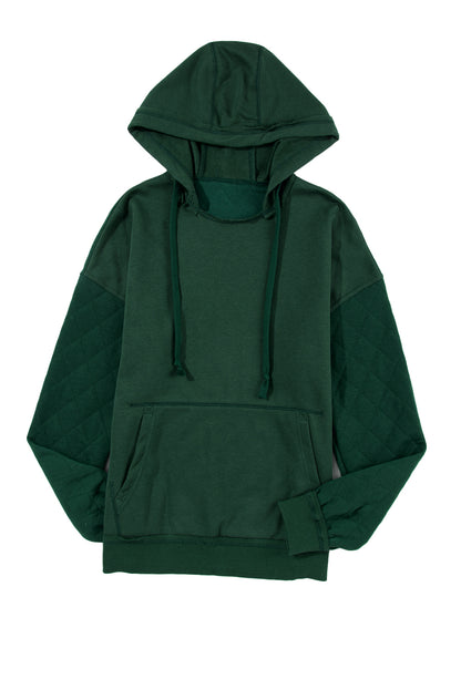 Chestnut Quilted Patchwork Exposed Seam Hoodie