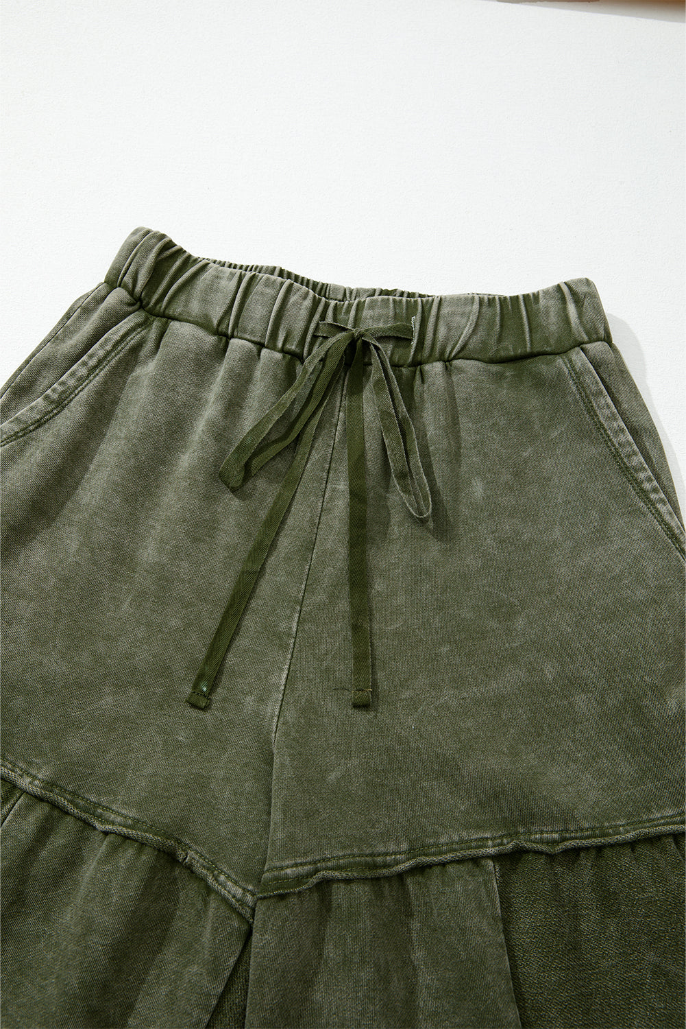 Women's Black Mineral Wash Wide Leg Patchwork Pants
