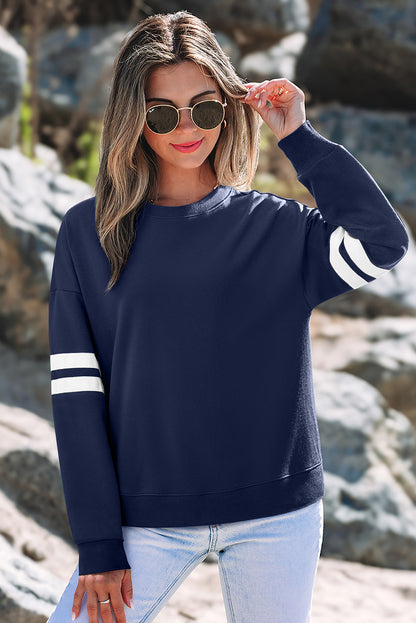 Varsity Stripe Drop Shoulder Oversized Women’s Sweatshirt