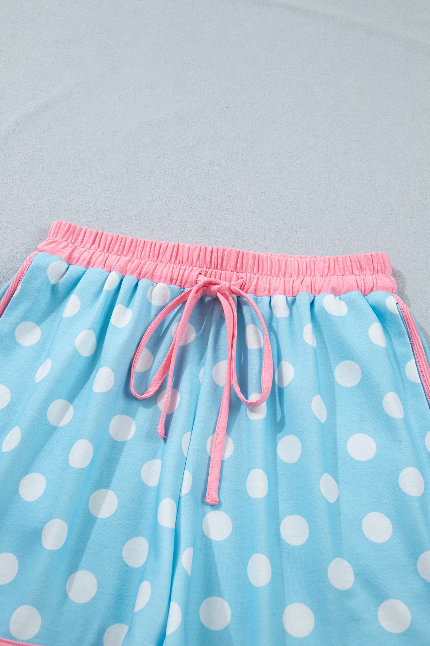 Polka Dot Lounge Set Contrast Trim Tee and Shorts