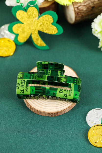 Green Clover Square Hair Claw Clip for St Patrick’s Day