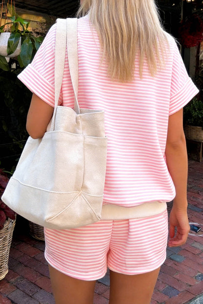 Lake Weekend Striped Lounge Set Shorts Outfit