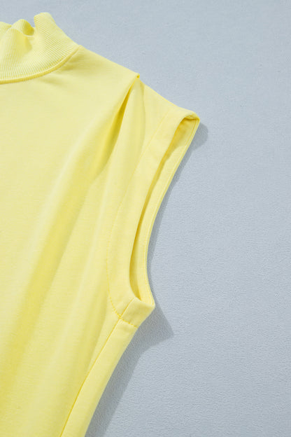 High Neck Cap Sleeve Loose Casual Top
