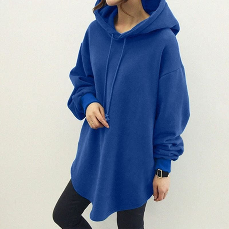 Women's Oversized Fleece Hoodie Tunic Pocket Pullover