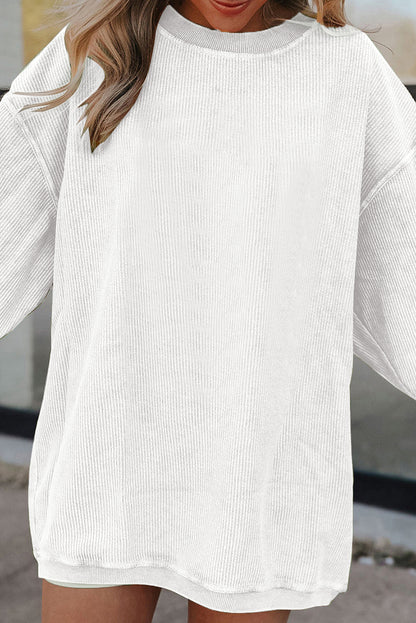 Vintage Washed Corduroy Oversized Rib Knit Sweatshirt