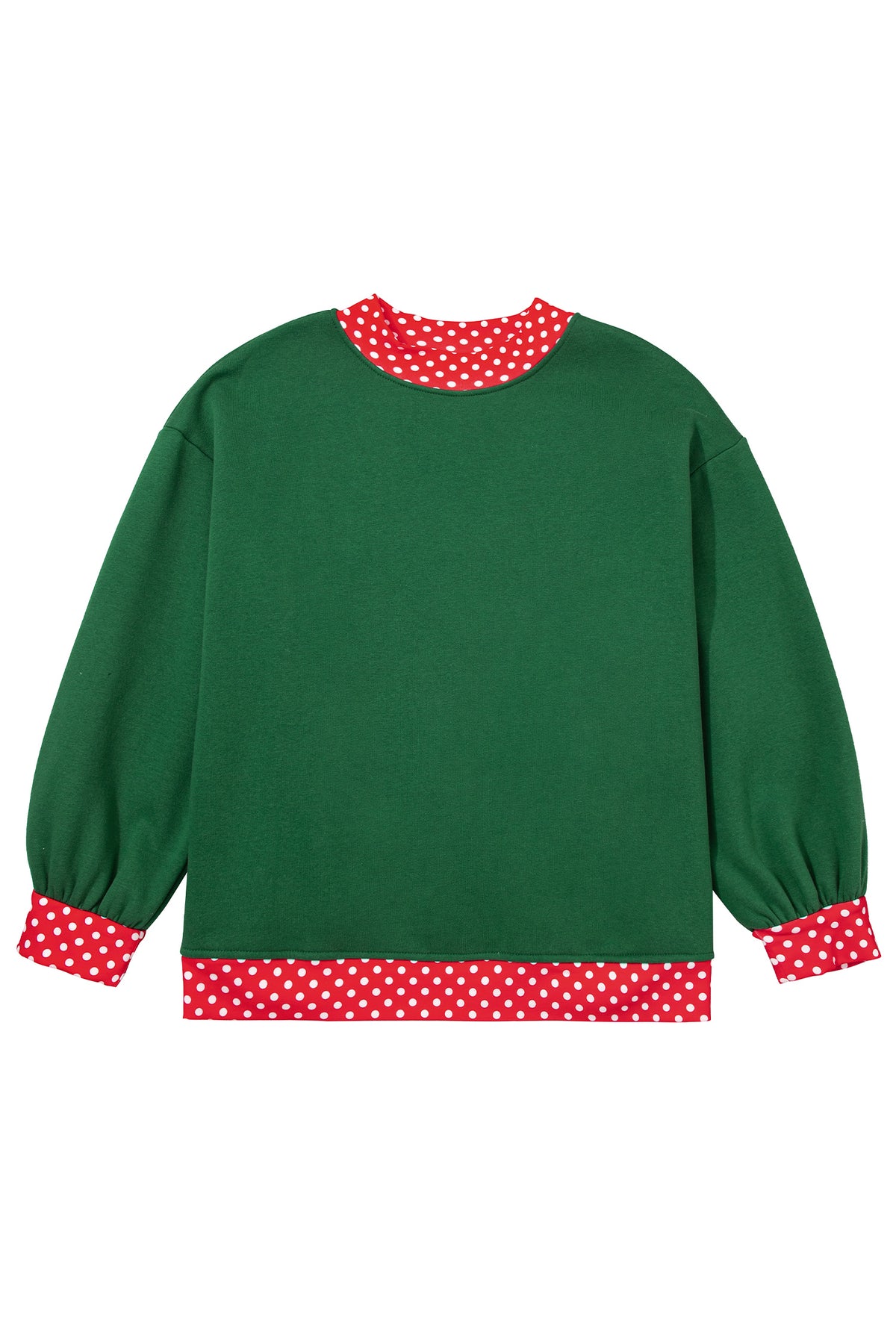 Polka Dot Trim Plus Size Crew Neck Tunic Sweatshirt