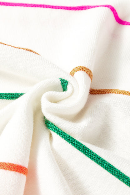 Colorblock Striped Half Sleeve Drop Shoulder Sweater