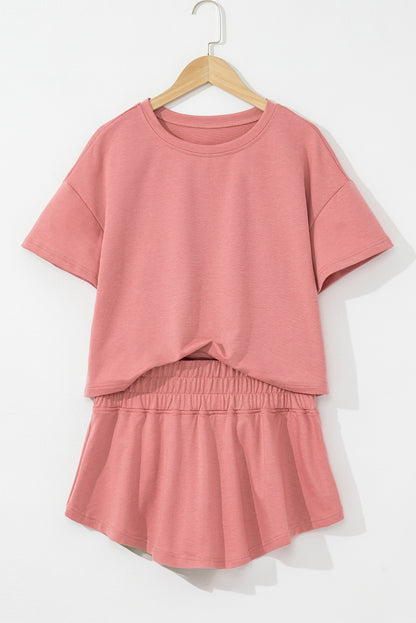 Cropped Tee Ruffle Skort 2 Piece Lounge Set Summer