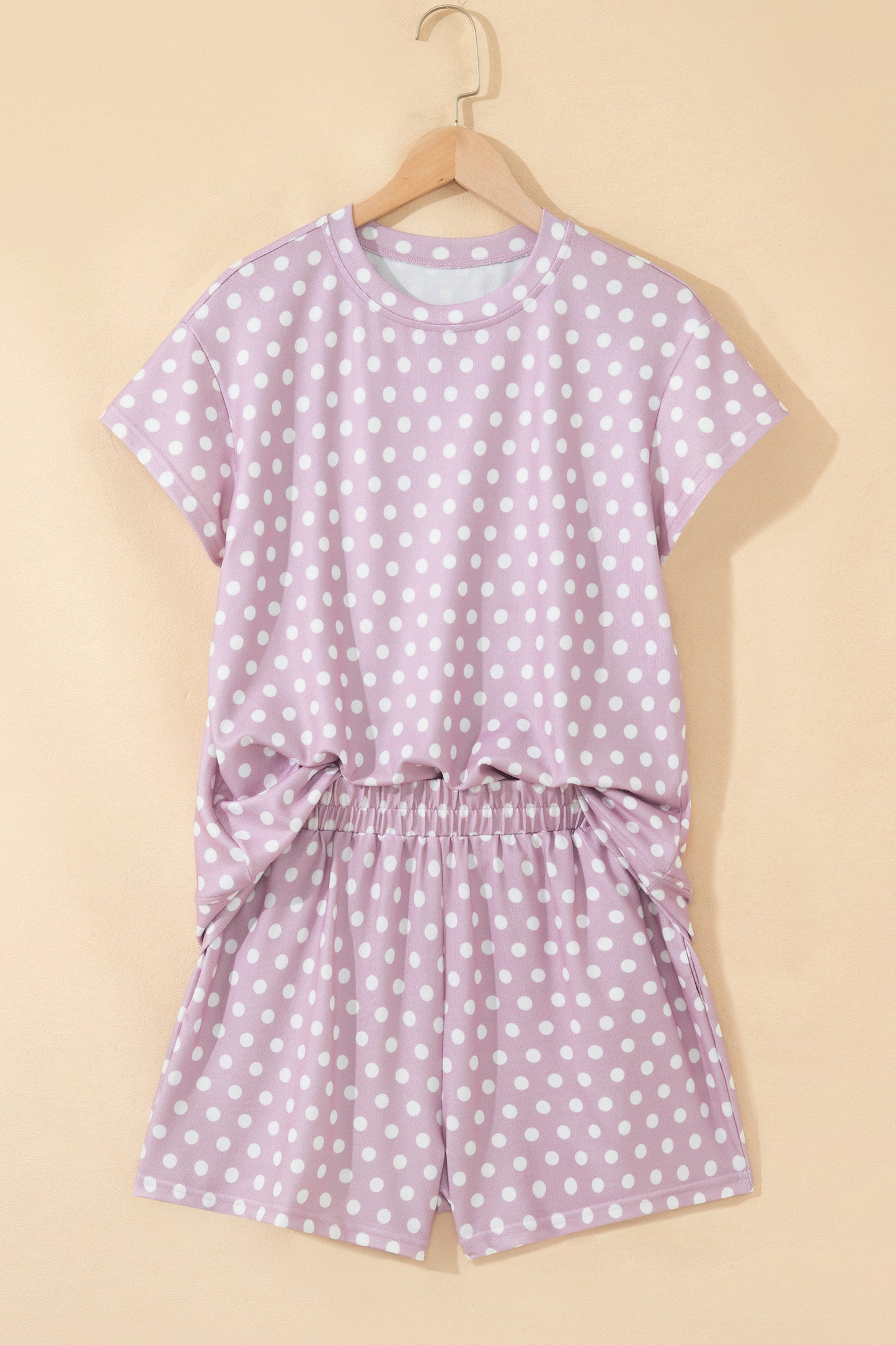 Polka Dot Lounge Short Set Casual Two Piece Outfit