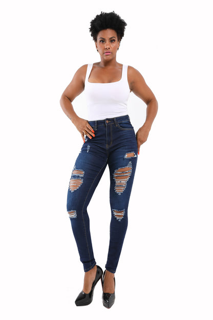 Women's High Waisted Jeans Ripped Stretch Skinny Butt Lifting Jeans Plus Size