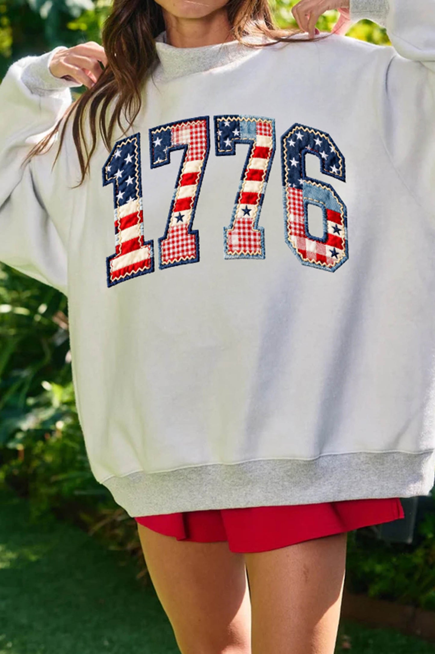 American Flag Graphic Mock Neck Oversized Sweatshirt