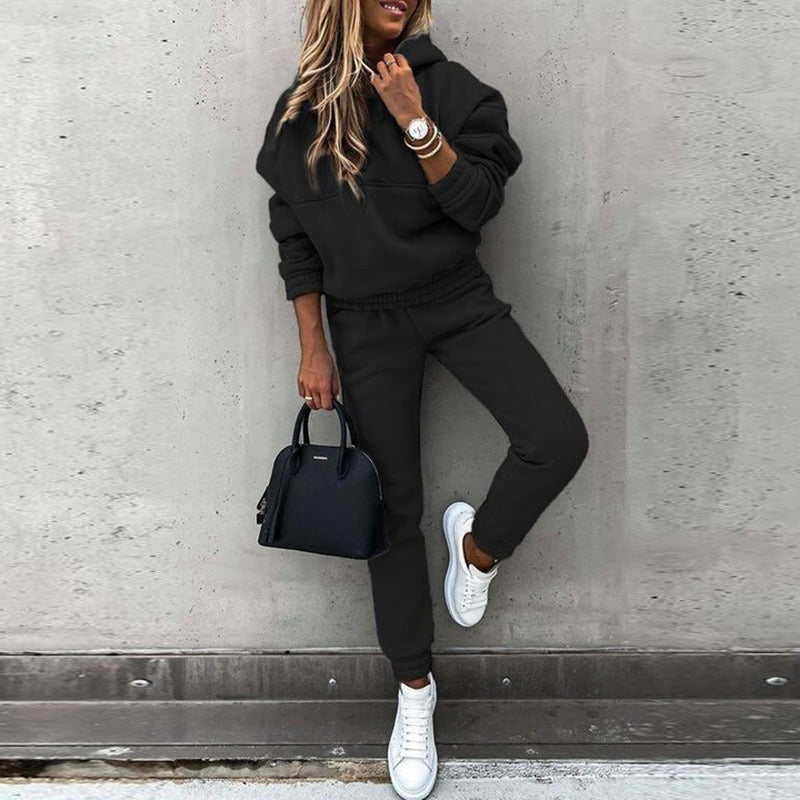 Womens Fleece Hoodie Jogger Two Piece Set