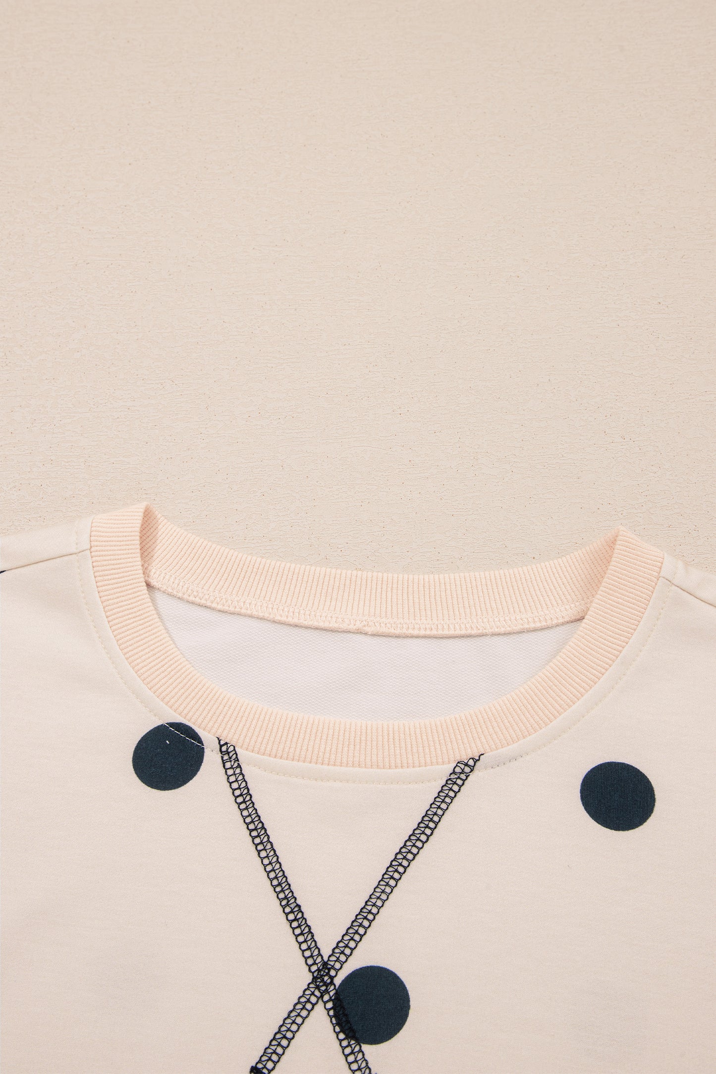 Polka Dot Oversized Long Sleeve Tee Split Hem