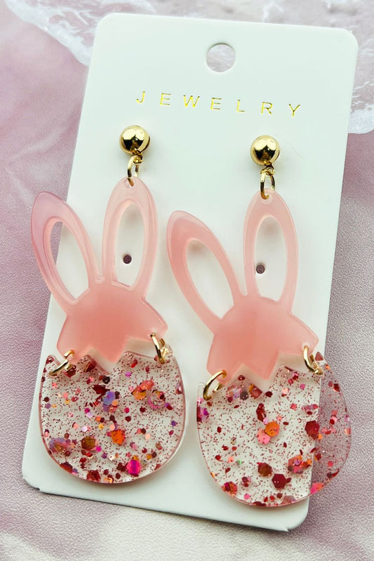 Easter Bunny Glitter Acrylic Dangle Earrings